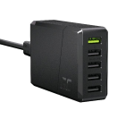 GREEN CELL CHARGC05 CARICABATTERIE CHARGESOURCE 5xUSB CON RICARICA RAPIDA ULTRA CHARGE E SMART CHARGE BLACK